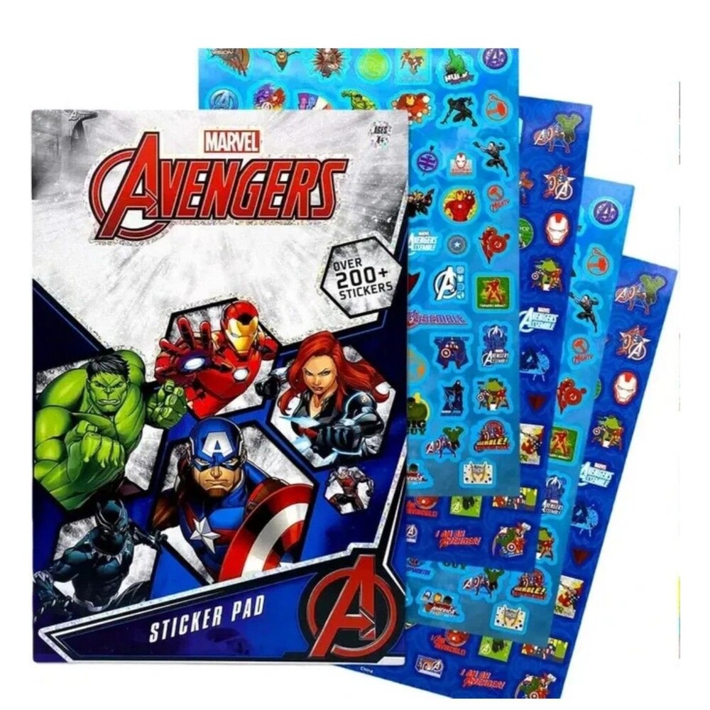 Marvel Avengers Sticker Pad With Over 200 Stickers - 4 Sheets New Fast Shipping